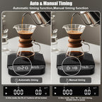Rechargeable Mini Coffee Scales with Timer, Diyife 0.1g/3KG High Precision, Electronic Espresso Scale, HD LED Display, Auto & Manual Timing, Portable Analytical Lab Balance for Labs, Jewellers, Gold