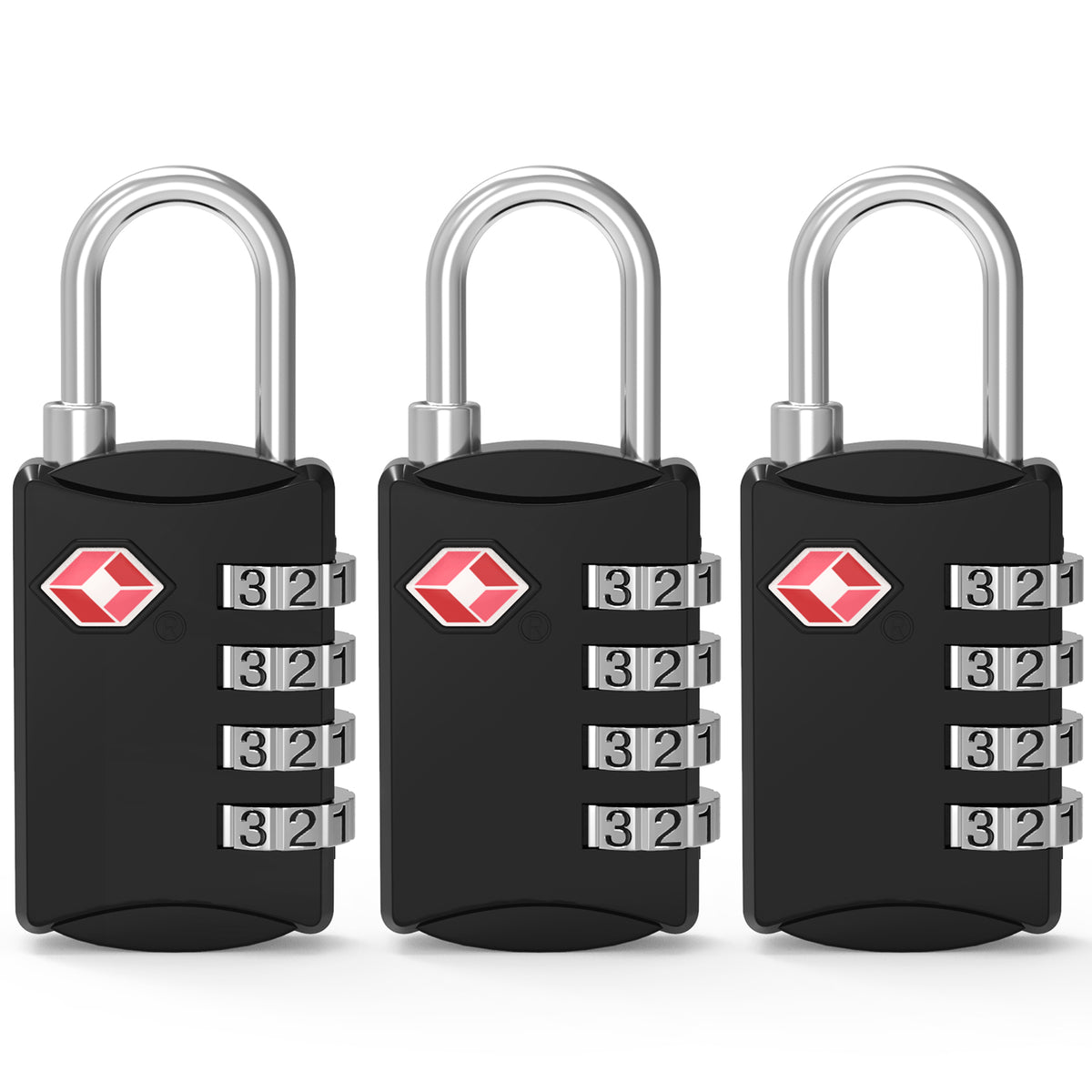Diyife TSA Combination Padlock, 4 Digit Luggage Lock, Black, for Suitcase, Travel Bag, Gym Locker