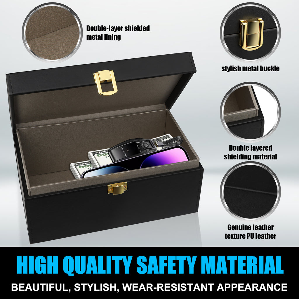 Diyife Faraday Box, RFID Box for Car Keys with 2 Pouch|Faraday Cage Key Fob Protector, Carbon Fiber Signal Blocker for Keyless Fob, Anti Theft Faraday Bags for Car Keys, Phones