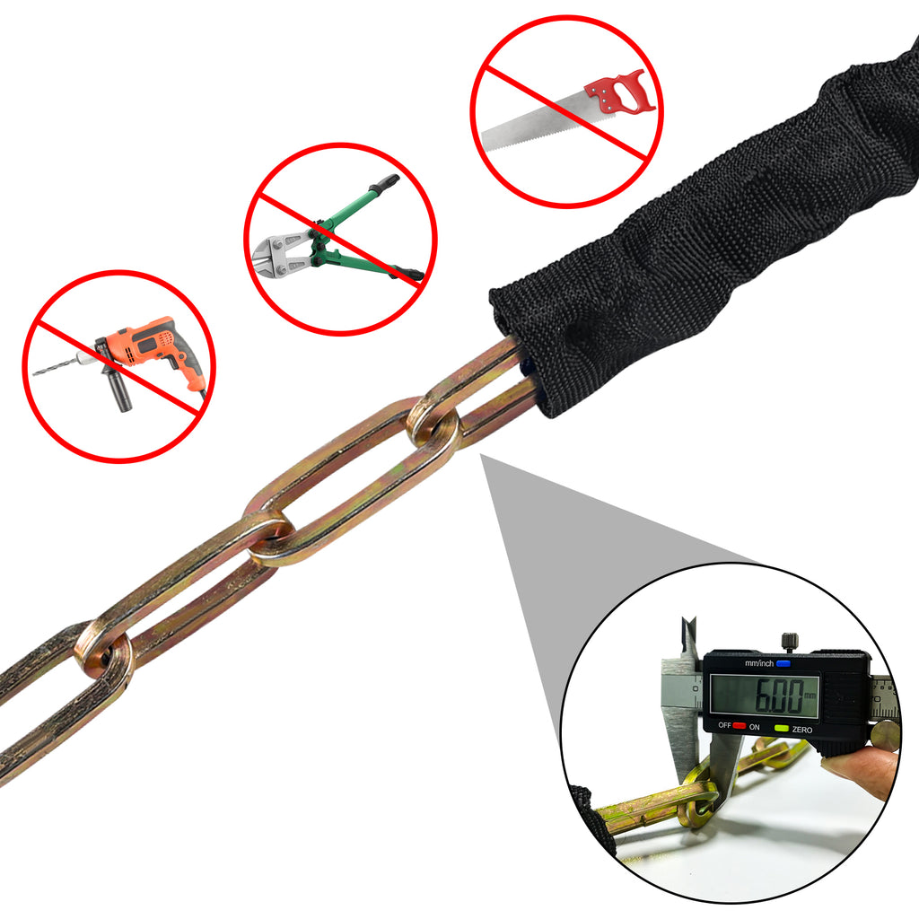 Diyife Bike Lock Heavy Duty, [Reforced Version] [4 Keys] 1m x 6mm Anti-Theft Bike Chain Lock High Security, Weatherproof Bicycle Lock 50mm Padlock for Bike, Motorcycle, Scooter, Door, Gate, Fence
