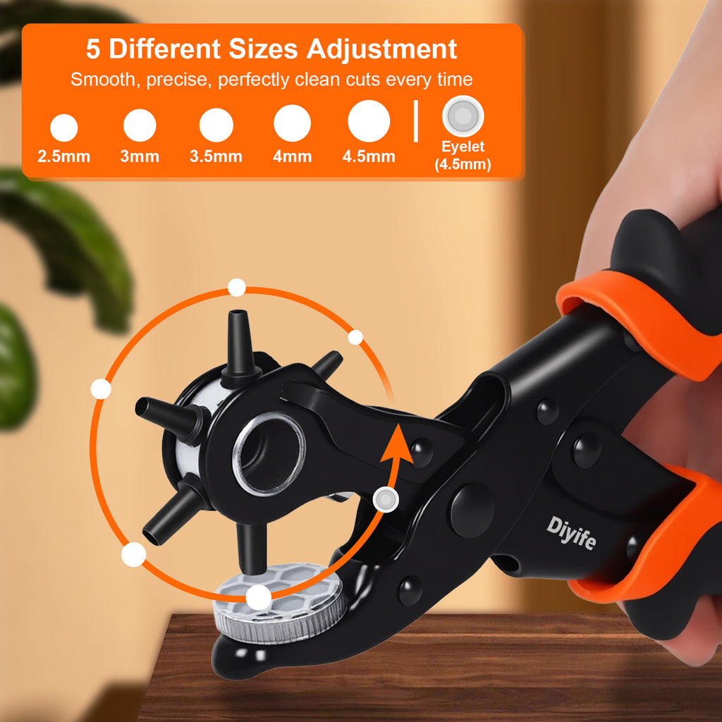 Diyife 2 in 1 Belt Hole Puncher Grommet Tool Kit with 3/16" 4.5mm Eyelet