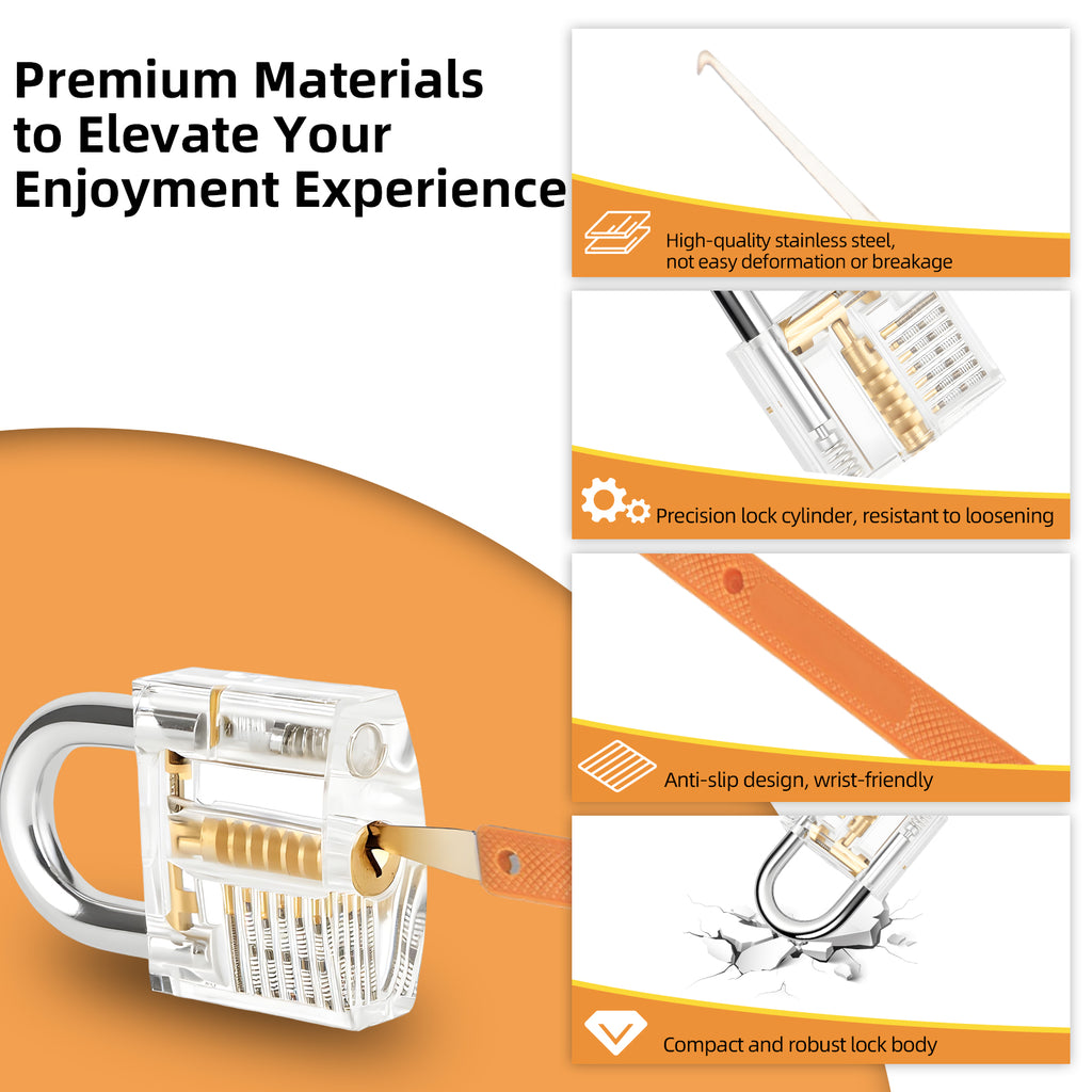 Diyife Advanced Lock Mechanism Training Kit – 25-Piece Set with 4 Clear Practice Locks