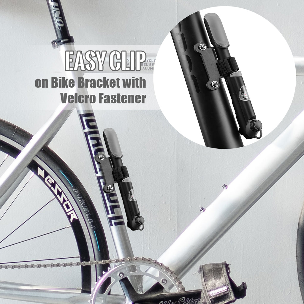 Diyife Bike Pump [Classic Edition] [with Pressure Gauge] – Mini Bicycle Pump with Needle, Glue-Free Connection Kit, Valve Caps & Mount – Fits Presta/Schrader