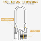 Heavy Duty Solid Brass Long Padlock with 3 Keys, 40mm Width 6mm Shackle 5-Pin Cylinder, Diyife Weatherproof Corrosion Resistant High Security Outdoor Lock for Gate, Garage, Storage Unit, Trailer