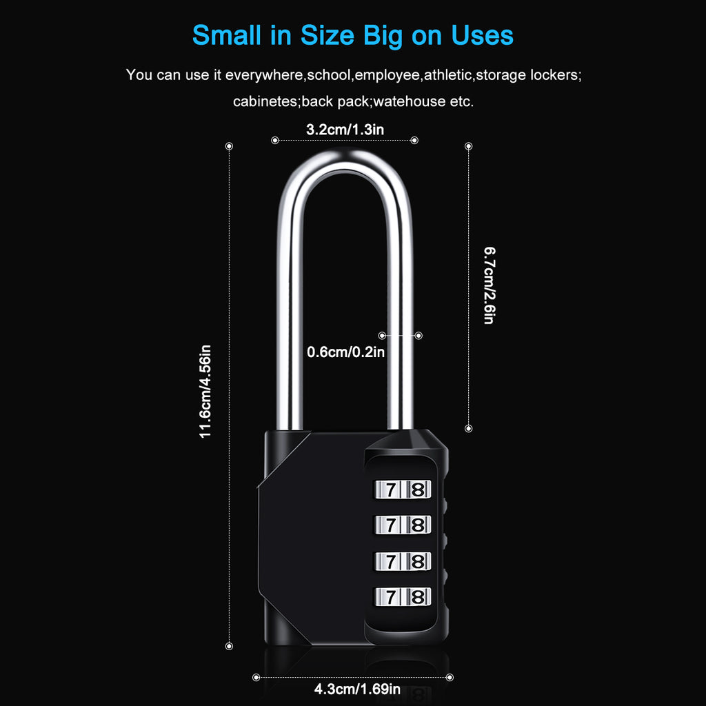 Diyife 4 Digit Combination Padlock, [2.6 inch Long Shackle] Locker Lock Weatherproof Lock Outdoor Combination Lock for School Gym Locker, Toolbox, Fence, Hasp, Cabinet, Shed, Cabinet