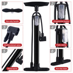 Mini Pompa da Bici con Manometro – Pompa Portatile per Pneumatici in Alluminio da 80-100 PSI per Valvole Presta e Schrader – Pompa Leggera per Bici da Corsa e Mountain Bike, Argento
