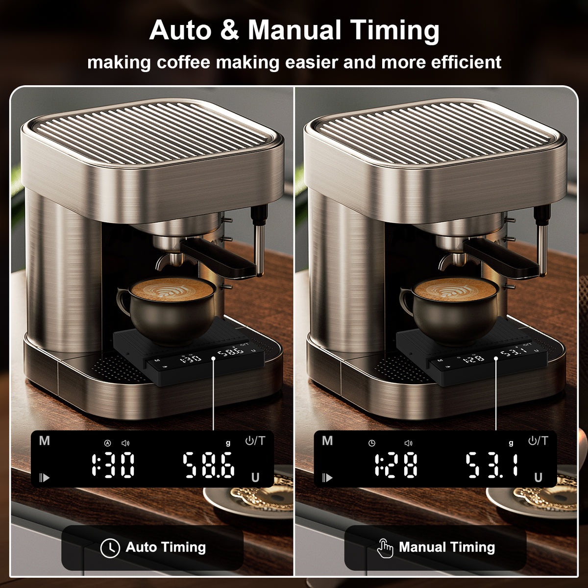 Diyife Rechargeable Mini Coffee Scales with Timer, 0.1g/2kg High Precision, Electronic Digital Espresso Scale with HD LED Display, Portable Analytical Lab Balance for Labs, Jewellers, Gold, Food