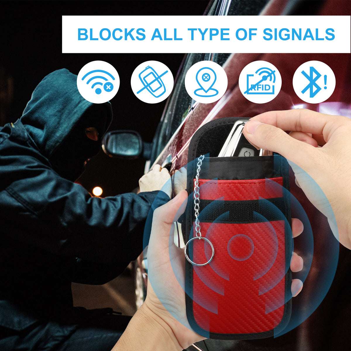 Diyife 2 Pack Faraday Pouch, RFID NFC Car Key Signal Blocker Pouch, Full Shielding Keyless Entry Anti-Theft Relay Attack Faraday Bag for Car Motorcycle Keys, Bank Cards and ID Cards