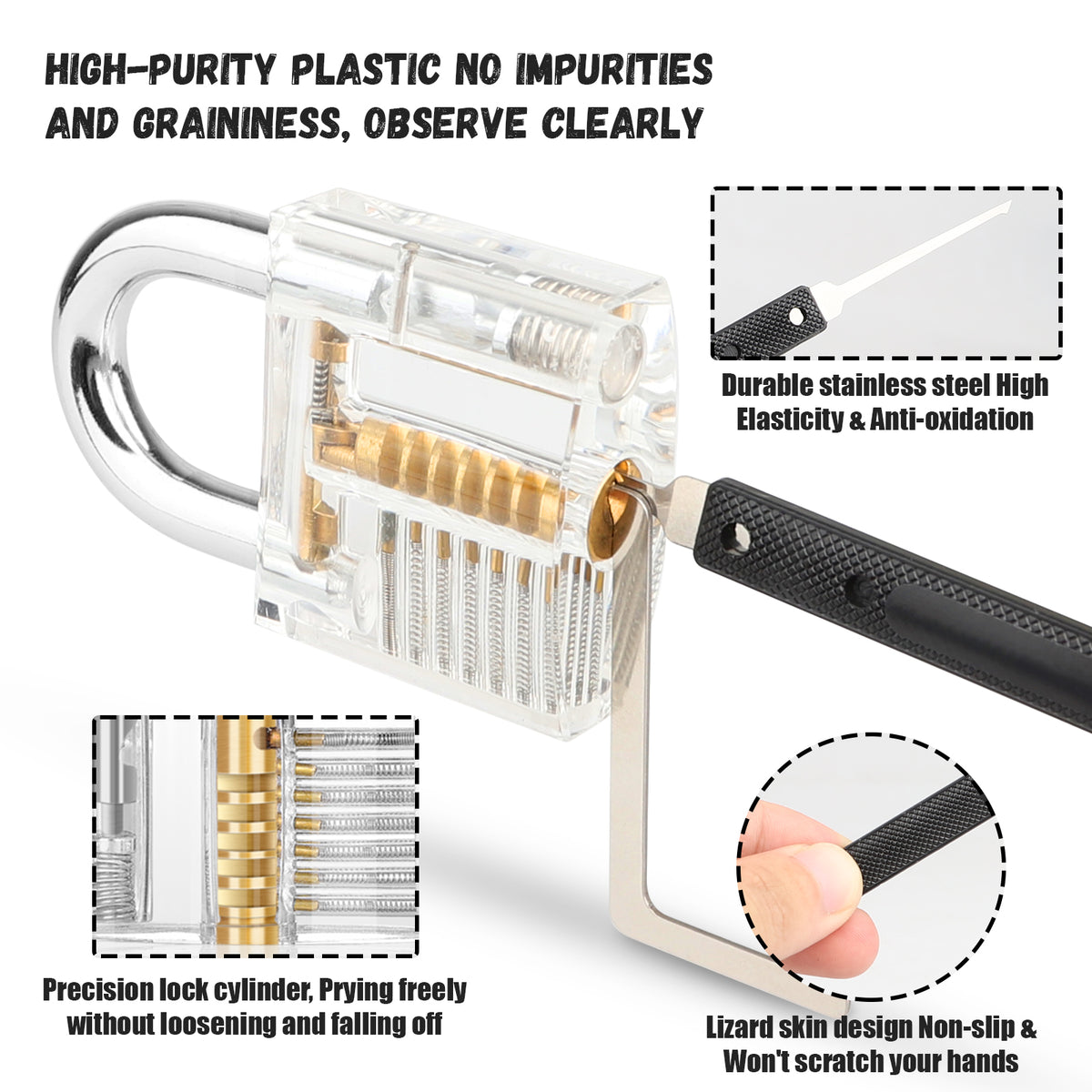 Diyife 36-Piece Lock Pick Practice Set with 4 Transparent Training Locks
