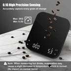 Rechargeable Mini Coffee Scales with Timer, Diyife 0.1g/3KG High Precision, Electronic Espresso Scale, HD LED Display, Auto & Manual Timing, Portable Analytical Lab Balance for Labs, Jewellers, Gold