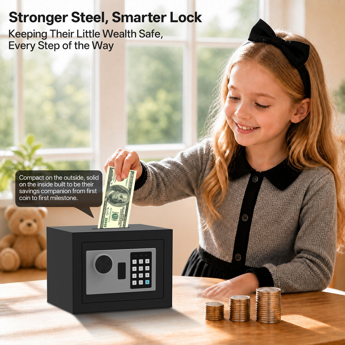 Small Safe Box for Home, Diyife 0.22 Cu Ft Money Safe Security Lock Box