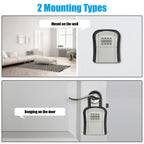 Key Safe Heavy Duty, [Waterproof] Diyife Portable Lock Box with Removable Shackle, Wall Mounted and Resettable 4 Digit Combination Key Storage Lock Box for House Keys, Car Keys [5 Keys Capacity]-Grey