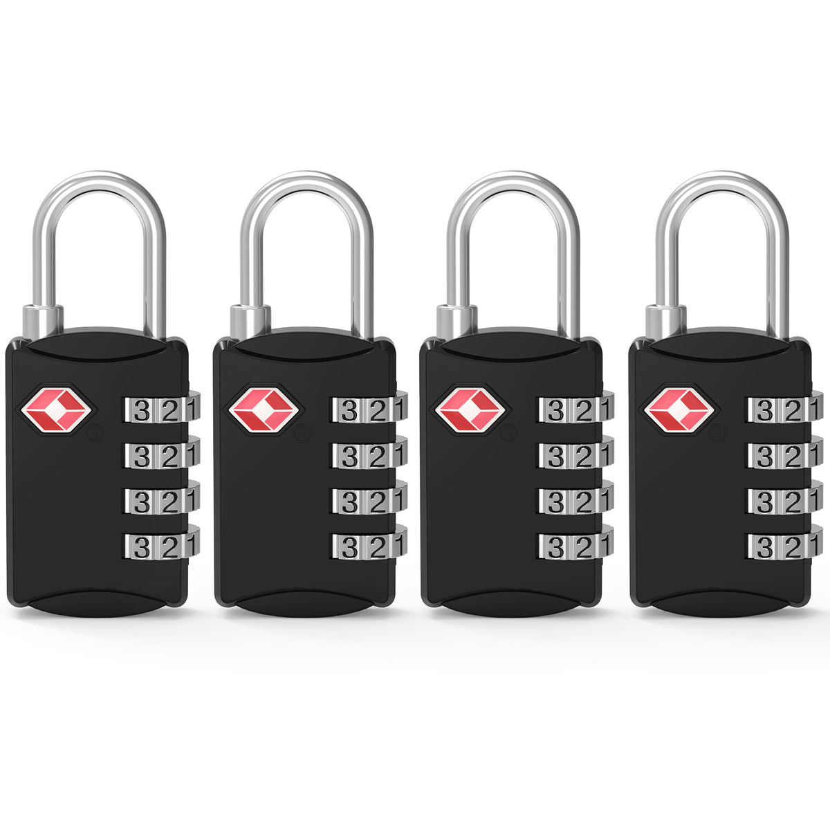 Diyife TSA Combination Padlock, 4 Digit Luggage Lock, Black, for Suitcase, Travel Bag, Gym Locker