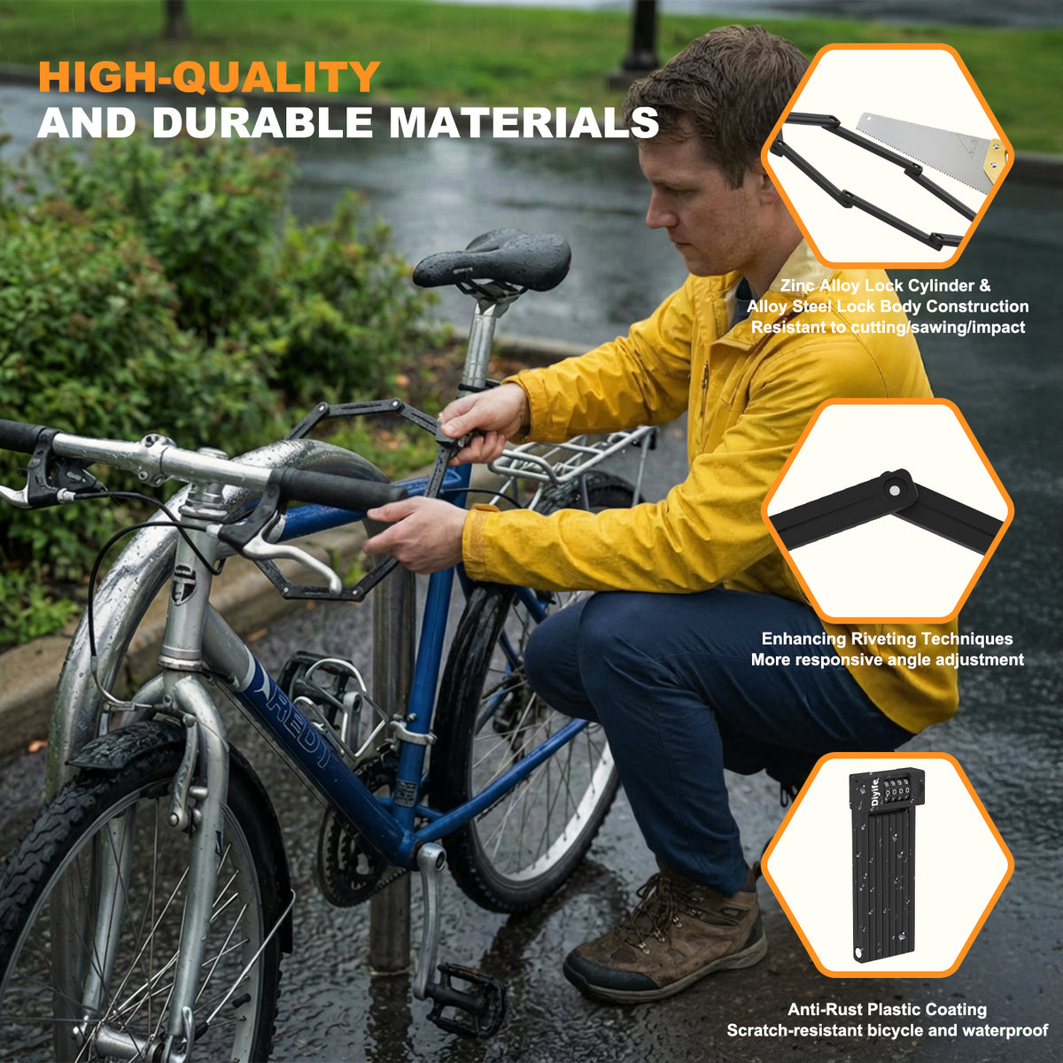 Diyife Folding Bike Lock, Combination Bicycle Lock with Bracket for Ebike Scooter Motorcycle