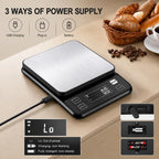 Diyife Full Waterproof Kitchen Scales Rechargeable, 0.1g/10kg, 10 Units, Tare, PCS Counting, Auto Off, Adjustable LCD Display, 304 Stainless Steel, Wall Mount Food Scales for Baking Cooking
