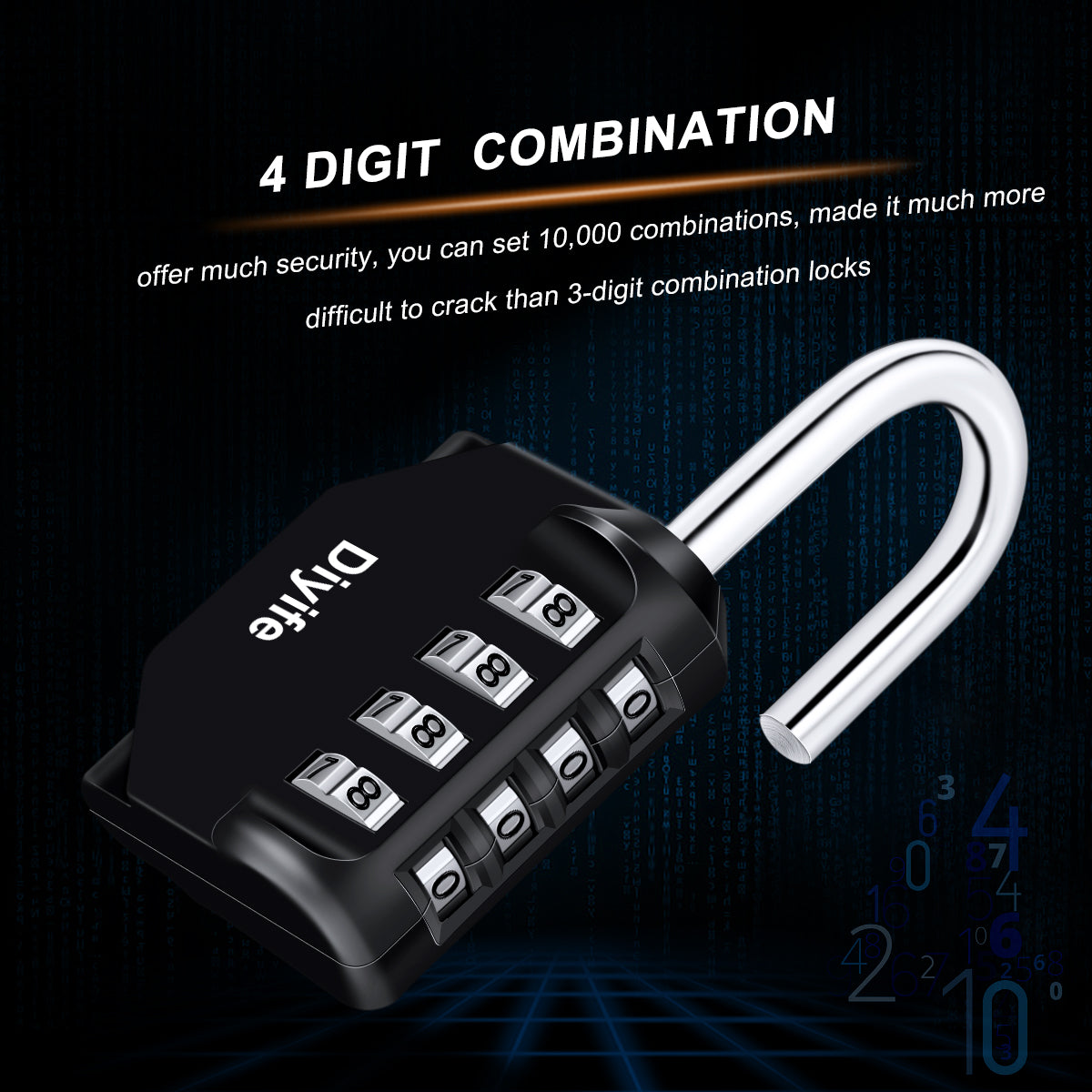 Diyife Combination Padlock, Weatherproof 4 Digit Resettable Locker Lock