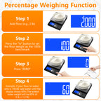 Diyife Large Digital Kitchen Scale with%Percentage &Hold Function,0.1g/5kg, IP67 Waterproof Baking Scale, USB‑C Rechargeable, 7.9x7.9" Food Scales with Large LCD Display for Cooking,Stainless Steel Pan