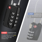 Diyife TSA Suitcase Padlock, 4 Digit Combination Lock, Travel Lock for Luggage, Travel Case, Locker, Black