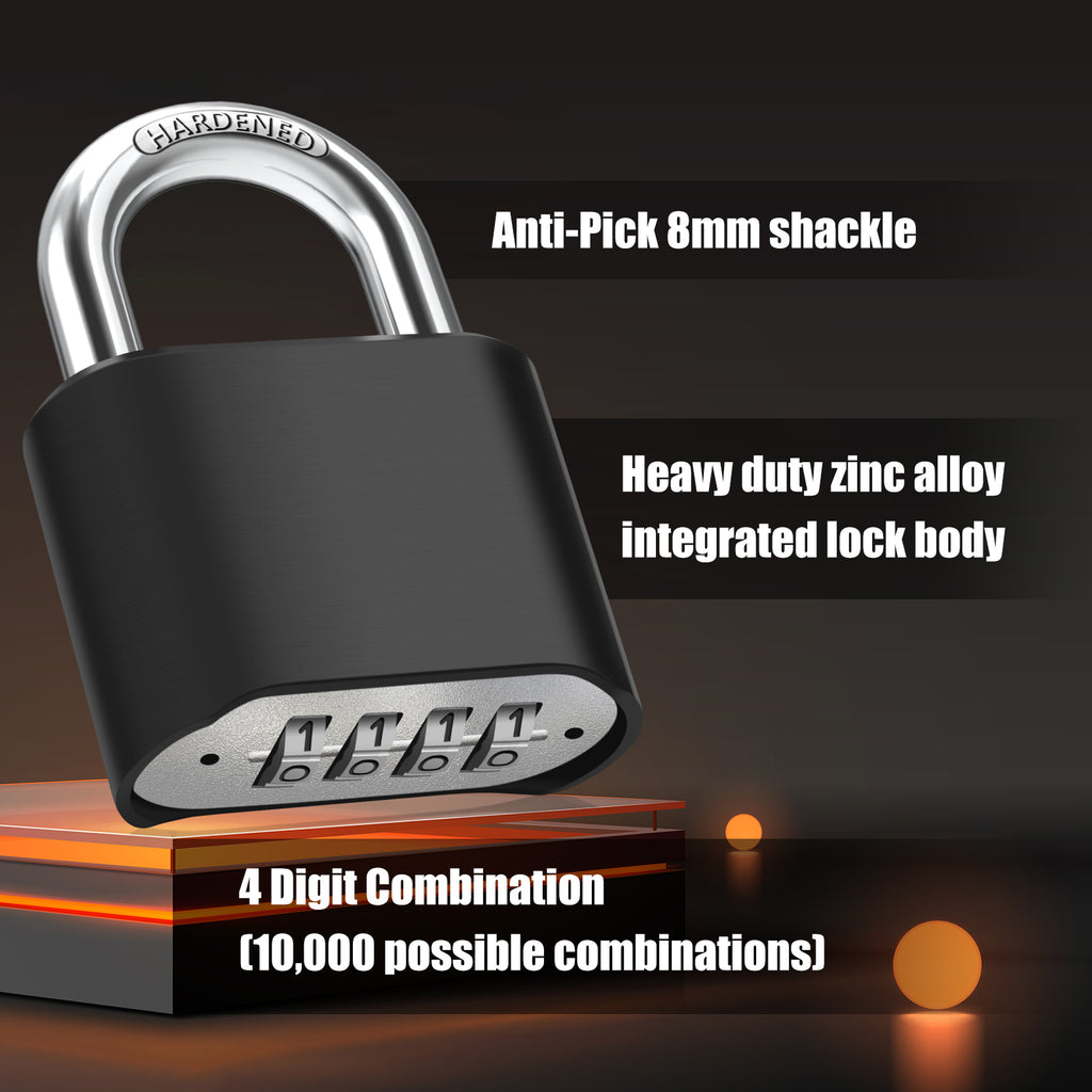 Large Heavy Duty Combination Padlock, [New Version ] Diyife 51.5mm 4 Digit Code Locker Lock Weatherproof Lock Outdoor Combination Lock for School Gym Locker,Shed, Fence, Hasp, Cabinet