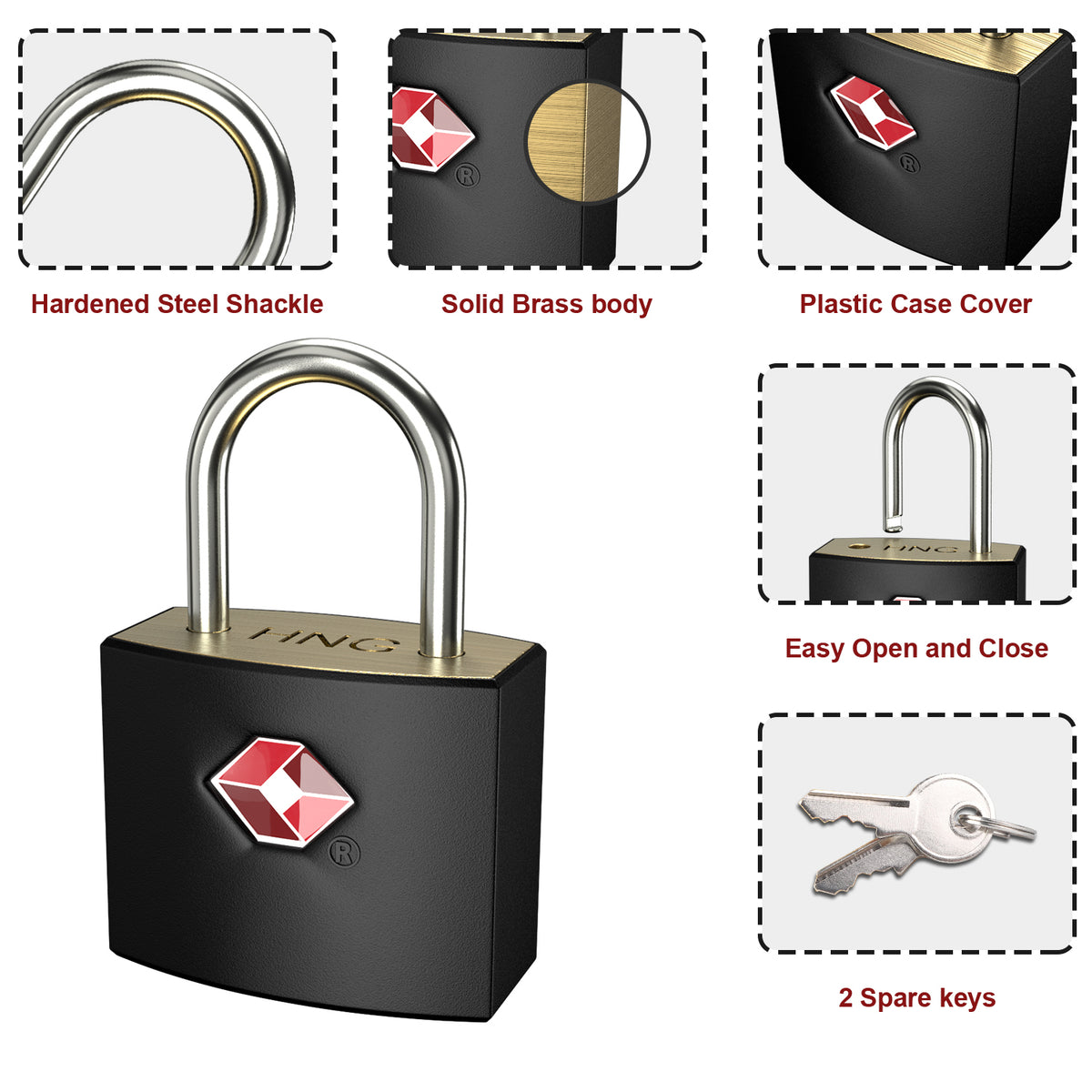 Diyife TSA Suitcase Padlock, 4-Pack Travel Locks with Keys, 4 Colors, for Backpacks, Suitcases, Cabinets, Luggage