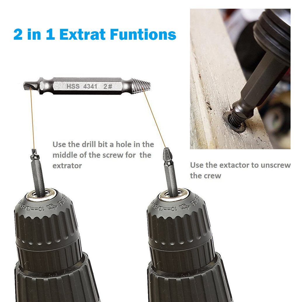 Screw Extractor, [Gift for Men][6 Pieces] Diyife Stripped Screw Remover, Damaged Screw Bolt Extractor Set, Speed Out Drill Bits Guide Set for Broken or Damaged Screws Made from H.S.S. 4341#