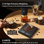 Diyife Rechargeable Mini Coffee Scales with Timer, 0.1g/2kg High Precision, Electronic Digital Espresso Scale with HD LED Display, Portable Analytical Lab Balance for Labs, Jewellers, Gold, Food