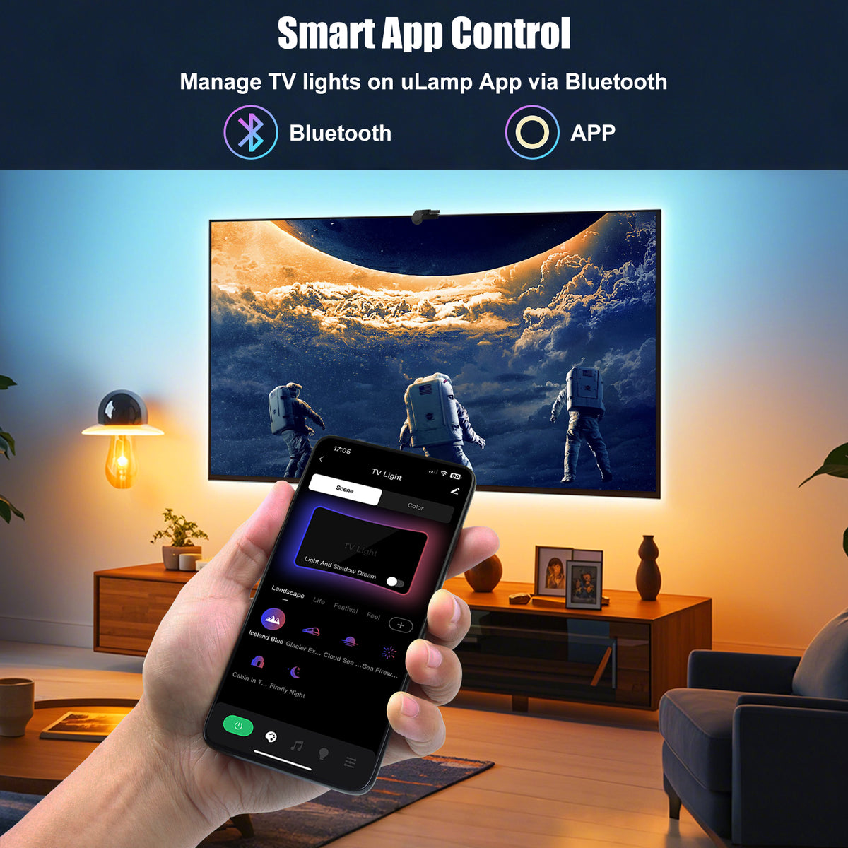 Diyife TV LED Lights, TV Backlights with AR Sensor Sync to TVs Screen & Music, Multiple Colors Changing RGB LED Strip Lights for TV Work with Remote, Bluetooth, Smart App Control