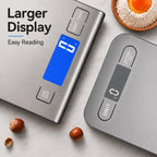 Diyife 15kg/33lbs Rechargeable Digital Kitchen Scales, 1g High Precision, 5 Units, Tare, Stainless Steel Platform, Large LCD Display, Battery Included, USB Charging Food Scales for Baking, Cooking