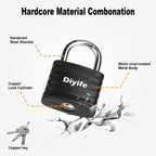 Heavy Duty Key Padlock, [Anti-Theft] Diyife Padlock with Keys Weatherproof, Thickened Shackle, Outdoor Padlocks Anticut, Anti-Rust Steel for School Gym Locker, Garage, Shed, Fence, Yard