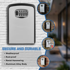 Key Lock Box, [Wall Mounted] Diyife Large 4 Digit Combination Key Lock Box Waterproof Key Holder, Aluminum Alloy, Resettable Keys Safe Box for Home Office Garage School Airbnb [Grey]