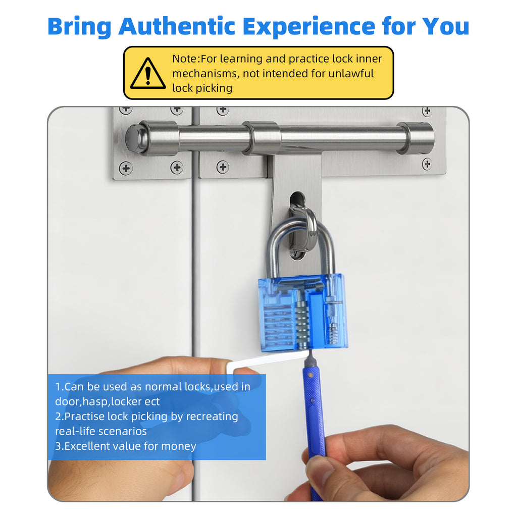 Diyife 36-Piece Lock Pick Training Kit with 4 Transparent Practice Locks