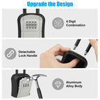 Key Safe Heavy Duty, [Waterproof] Diyife Portable Lock Box with Removable Shackle, Wall Mounted and Resettable 4 Digit Combination Key Storage Lock Box for House Keys, Car Keys [5 Keys Capacity]-Grey