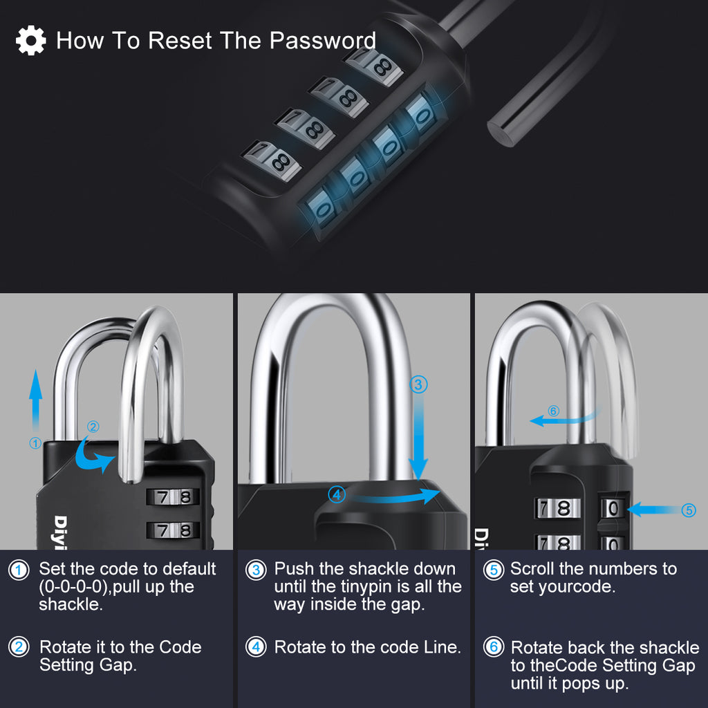 Diyife Combination Padlock, Weatherproof 4 Digit Resettable Locker Lock
