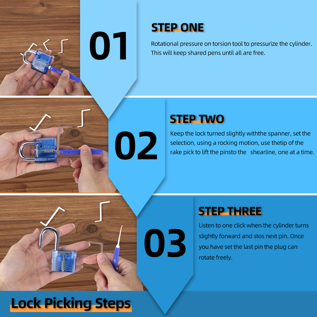 Diyife 36-Piece Lock Pick Training Kit with 4 Transparent Practice Locks
