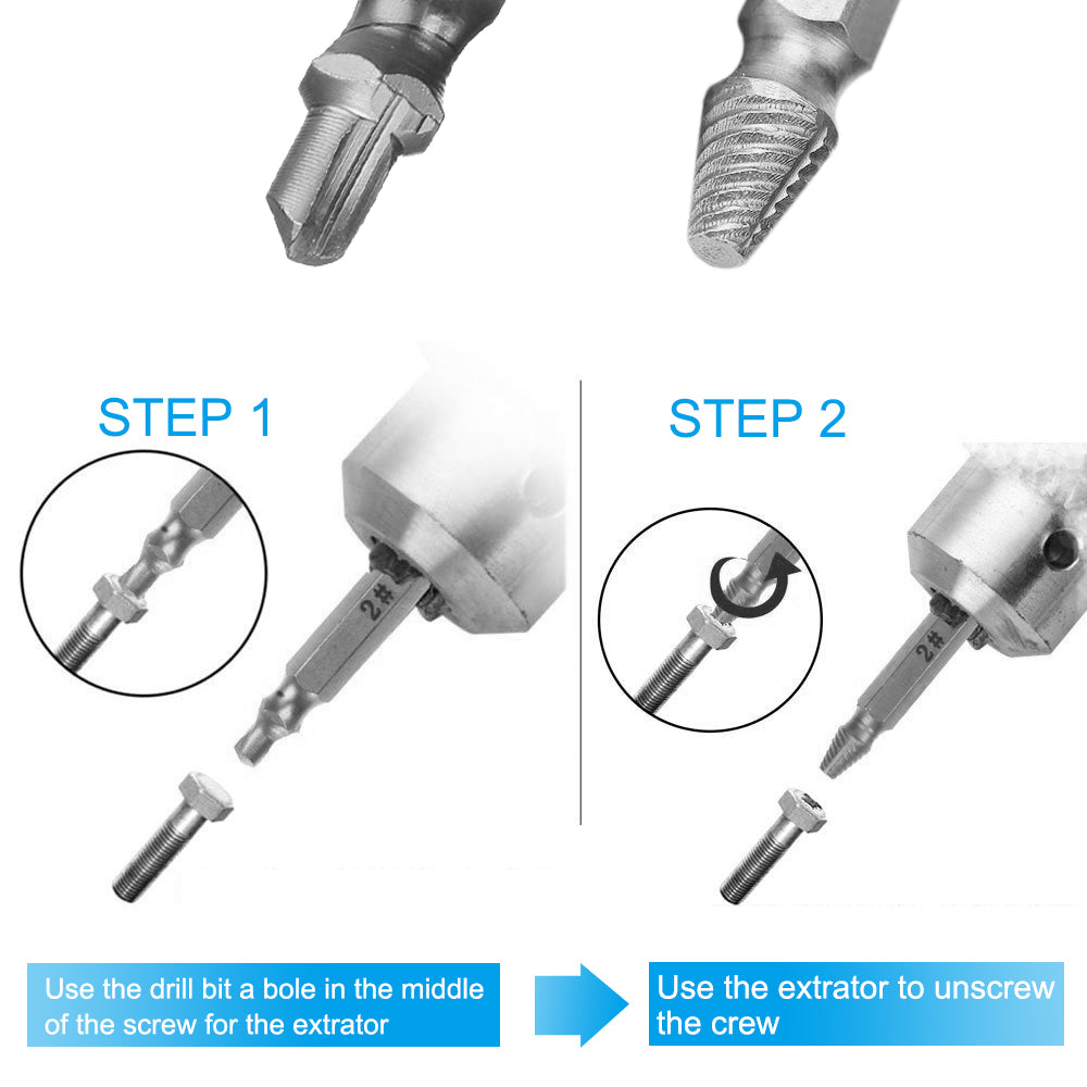 Screw Extractor, [Gift for Men][6 Pieces] Diyife Stripped Screw Remover, Damaged Screw Bolt Extractor Set, Speed Out Drill Bits Guide Set for Broken or Damaged Screws Made from H.S.S. 4341#