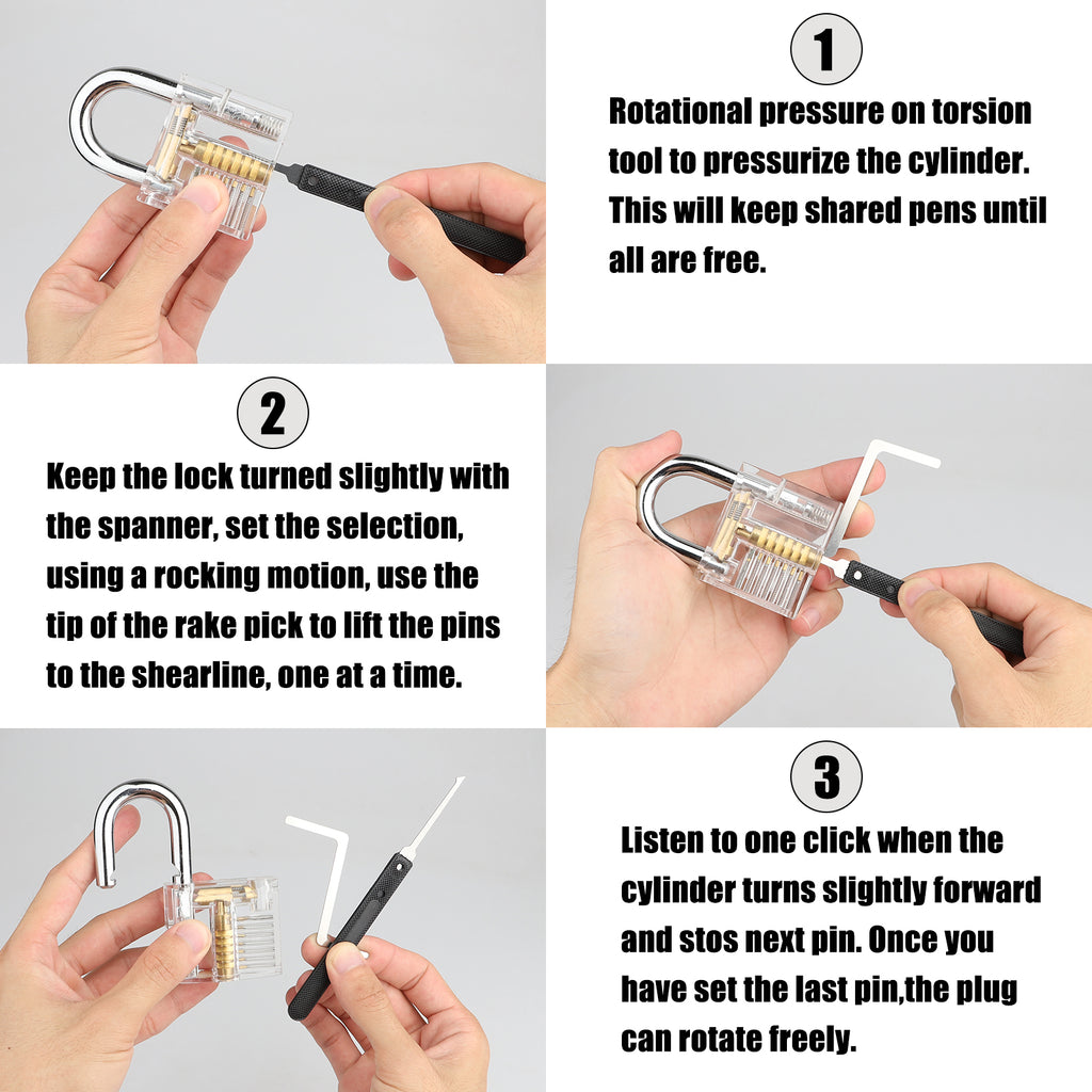 Diyife 36-Piece Lock Pick Practice Set with 4 Transparent Training Locks
