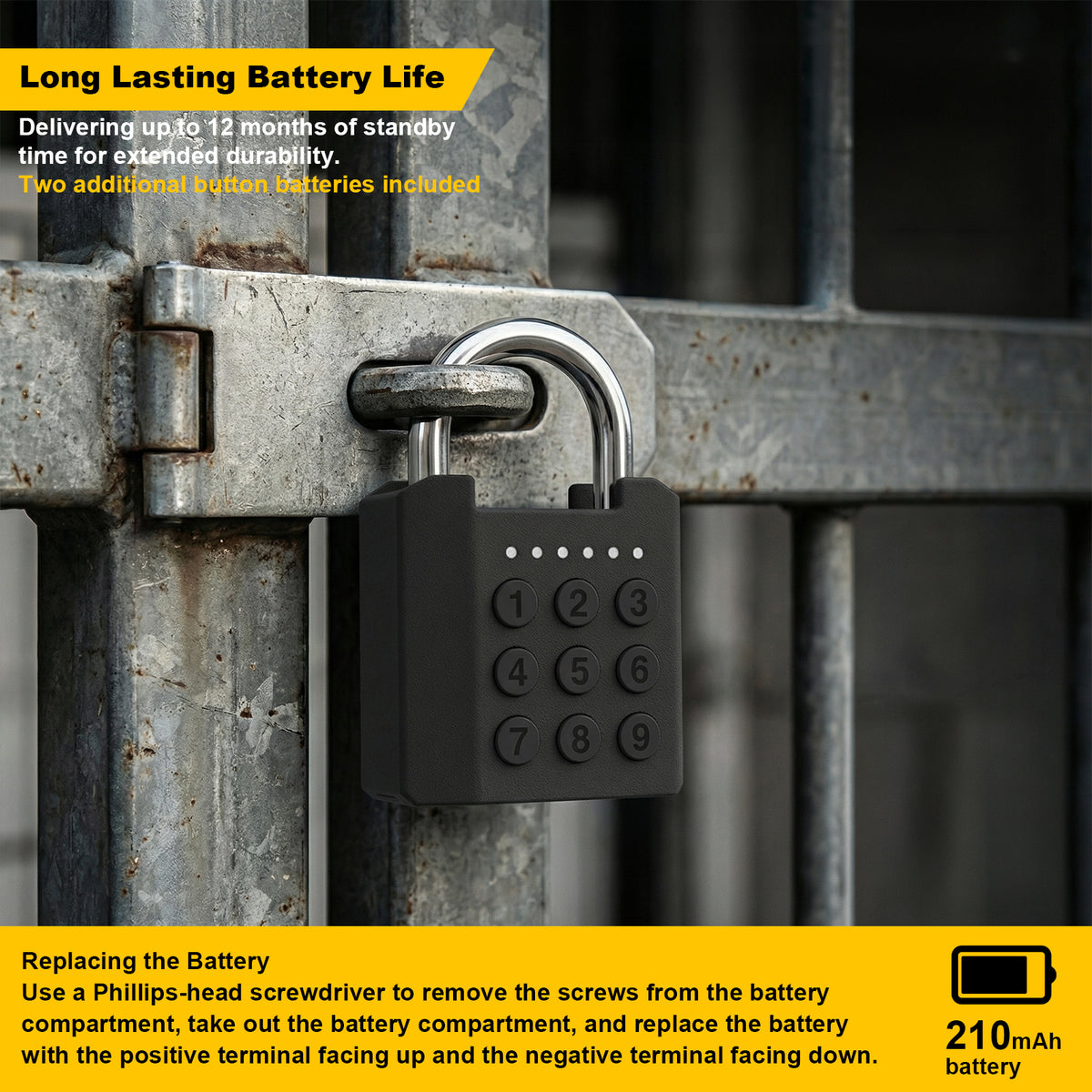 Combination Padlock, Diyife IPX5 Weatherproof Outdoor Keyless Entry Padlock