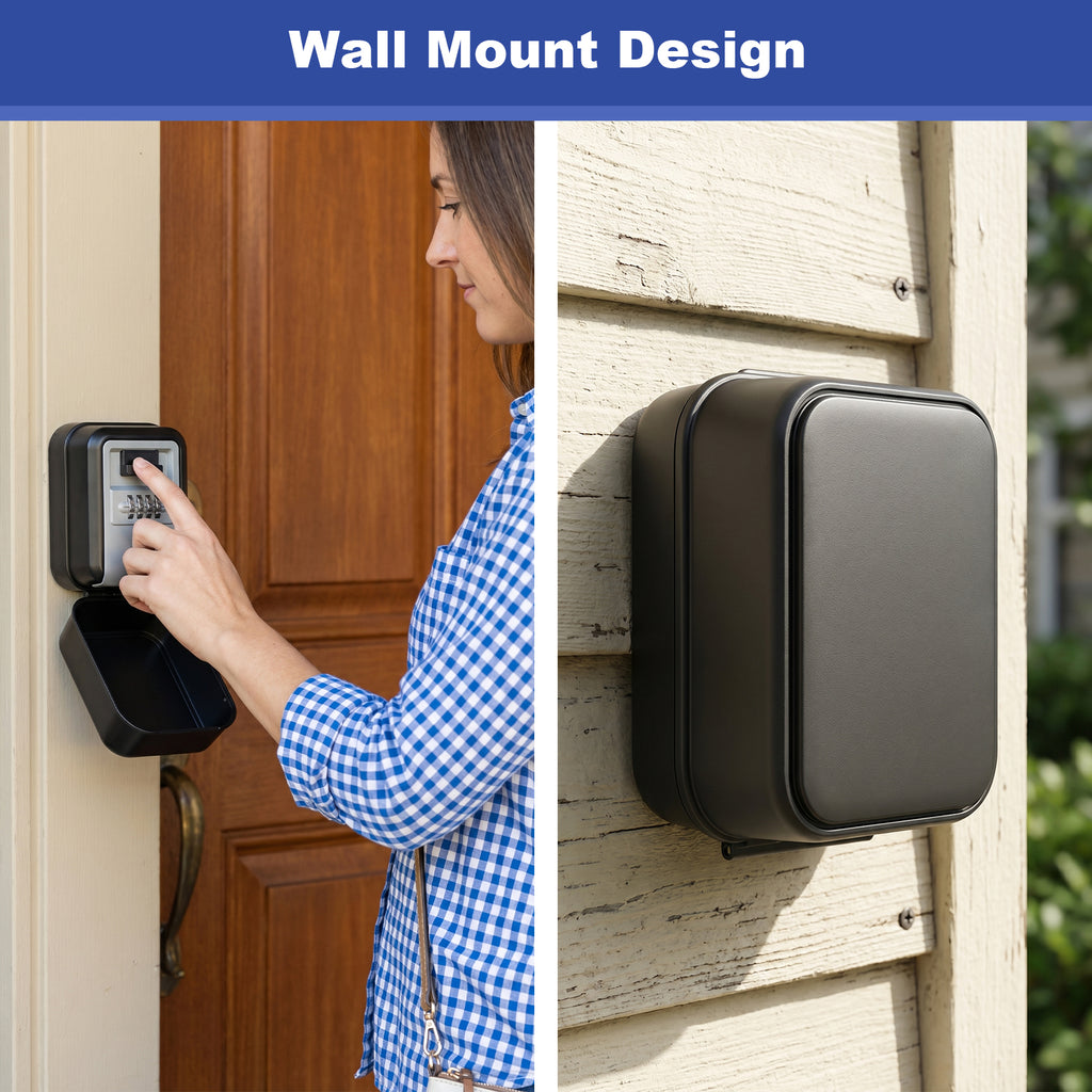Diyife Large Key Safe Wall Mounted for Car Keys Outdoor with Light Up Dials Waterproof,4 Digit Combination Lock Box with Protective Cover for Rentals Airbnb House Garage, Internal Dimensions:90x60x46mm