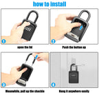 Key Lock Box, Diyife 4-Digit Security Combination Lock Box for House Key Weatherproof, Hanging Mounted, 5 House Keys Capacity, Portable Spare Key Storage Box for Home Apartment Office Garage Airbnb