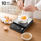 Diyife Full Waterproof Kitchen Scales Rechargeable, 0.1g/10kg, 10 Units, Tare, PCS Counting, Auto Off, Adjustable LCD Display, 304 Stainless Steel, Wall Mount Food Scales for Baking Cooking