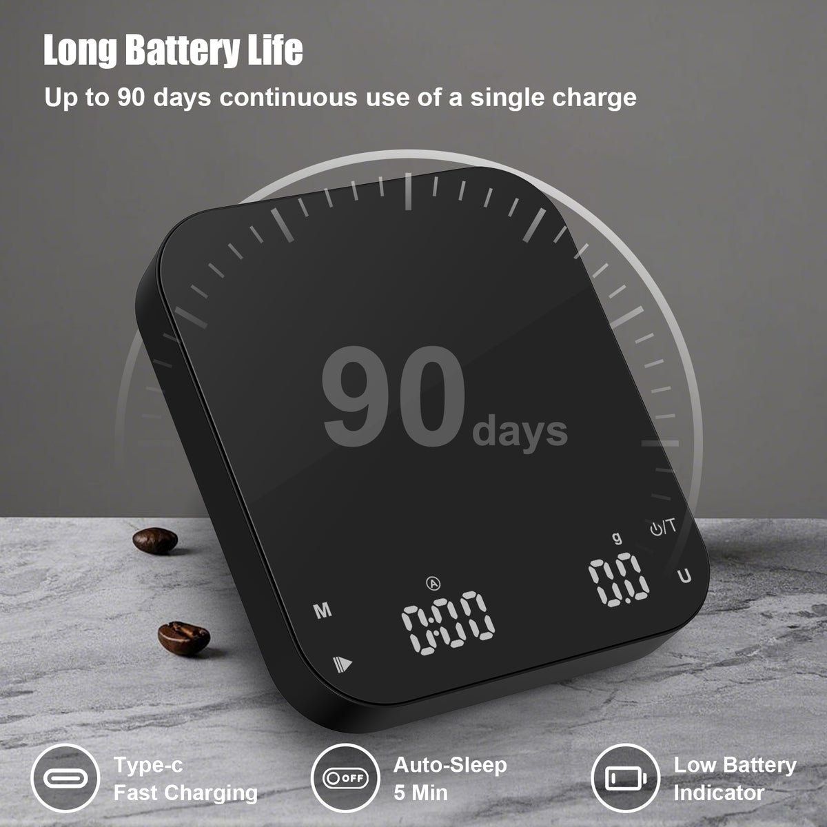 Rechargeable Mini Coffee Scales with Timer, Diyife 0.1g/3KG High Precision, Electronic Espresso Scale, HD LED Display, Auto & Manual Timing, Portable Analytical Lab Balance for Labs, Jewellers, Gold