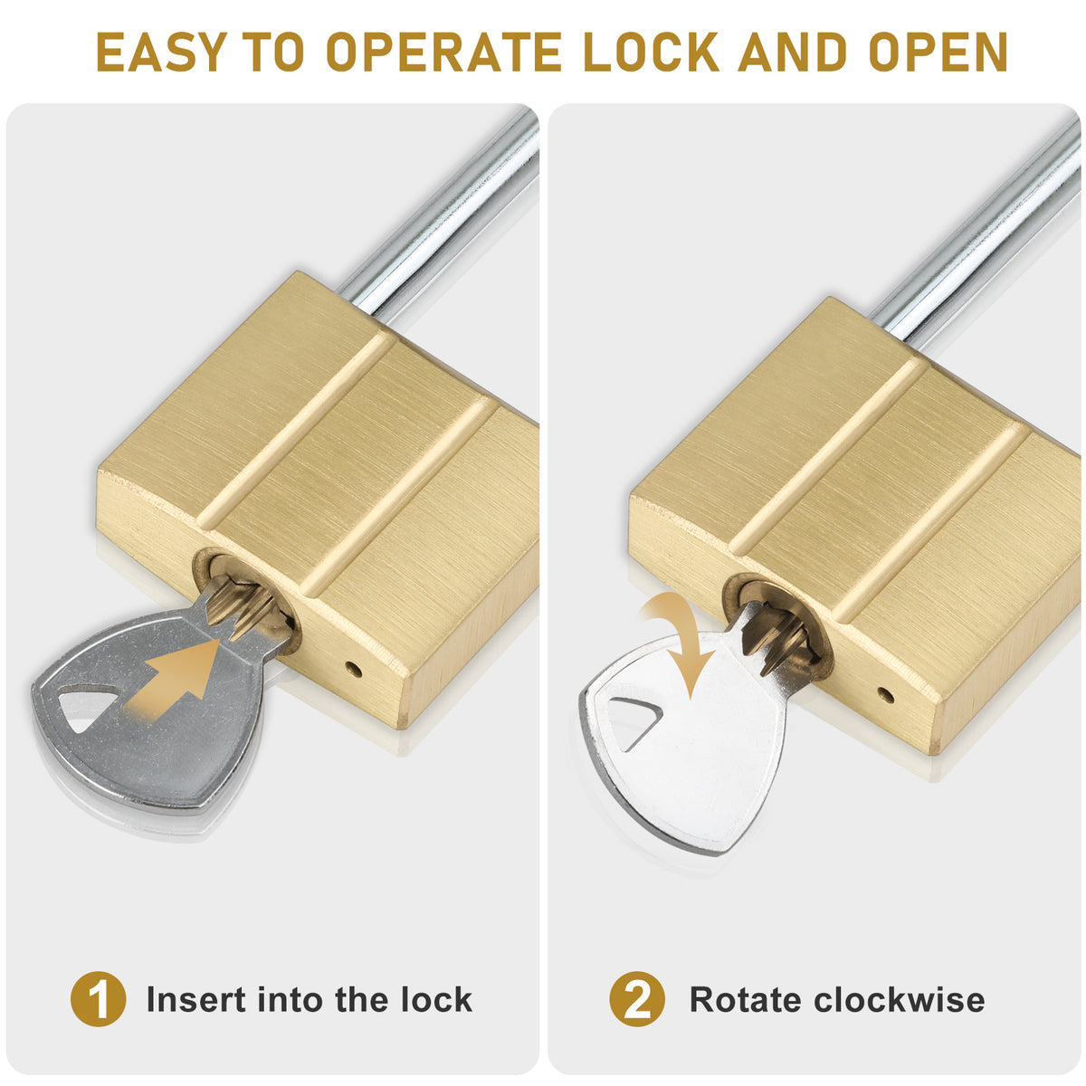 Heavy Duty Solid Brass Long Padlock with 3 Keys, 40mm Width 6mm Shackle 5-Pin Cylinder, Diyife Weatherproof Corrosion Resistant High Security Outdoor Lock for Gate, Garage, Storage Unit, Trailer