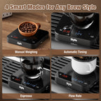 Diyife Mini Coffee Scales with Timer, 0.1g/2kg, Tri-Screen, 4 Brewing Modes, Rechargeable High Precision Digital Coffee Weighing Scales, USB-C Charging, Flow Rate for Espresso & Pour Over, Auto Timing