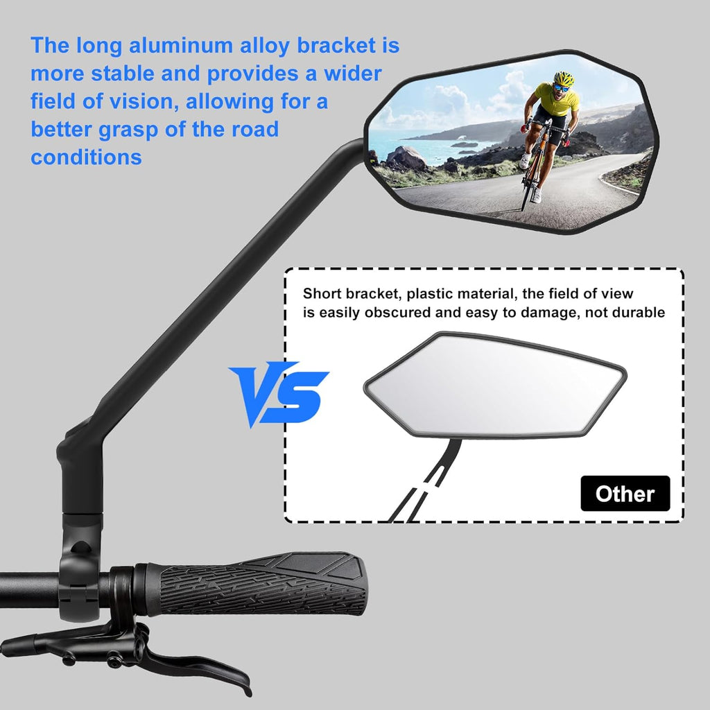 Diyife 2 Pcs HD Wide Angle Large Bicycle Mirrors