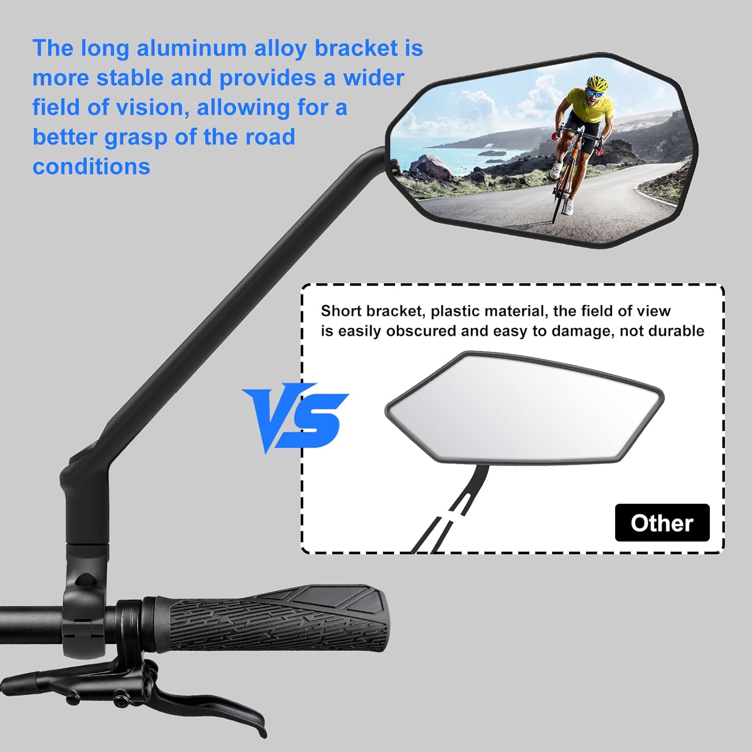 Diyife 2 Pcs HD Wide Angle Large Bicycle Mirrors