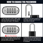 Large Heavy Duty Combination Padlock, [Long Shackle 8mm Thick] Diyife 51.5mm 4 Digit Locker Lock Weatherproof Outdoor Combination Lock for Gate, Shed, Fence, Cabinet, School, Gym (Black)