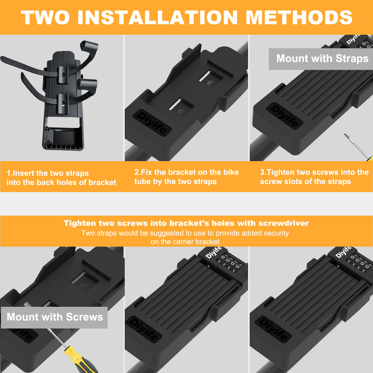 Diyife Folding Bike Lock, Combination Bicycle Lock with Bracket for Ebike Scooter Motorcycle