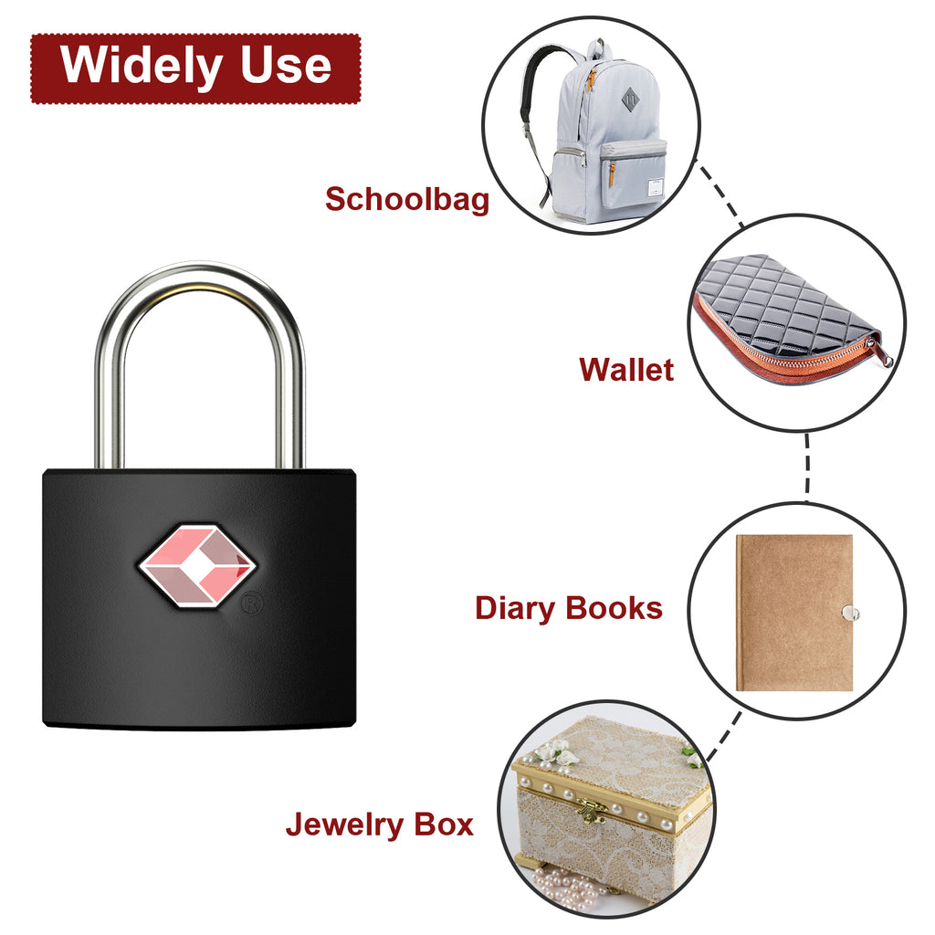 Diyife TSA Suitcase Padlock, 4-Pack Travel Locks with Keys, 4 Colors, for Backpacks, Suitcases, Cabinets, Luggage