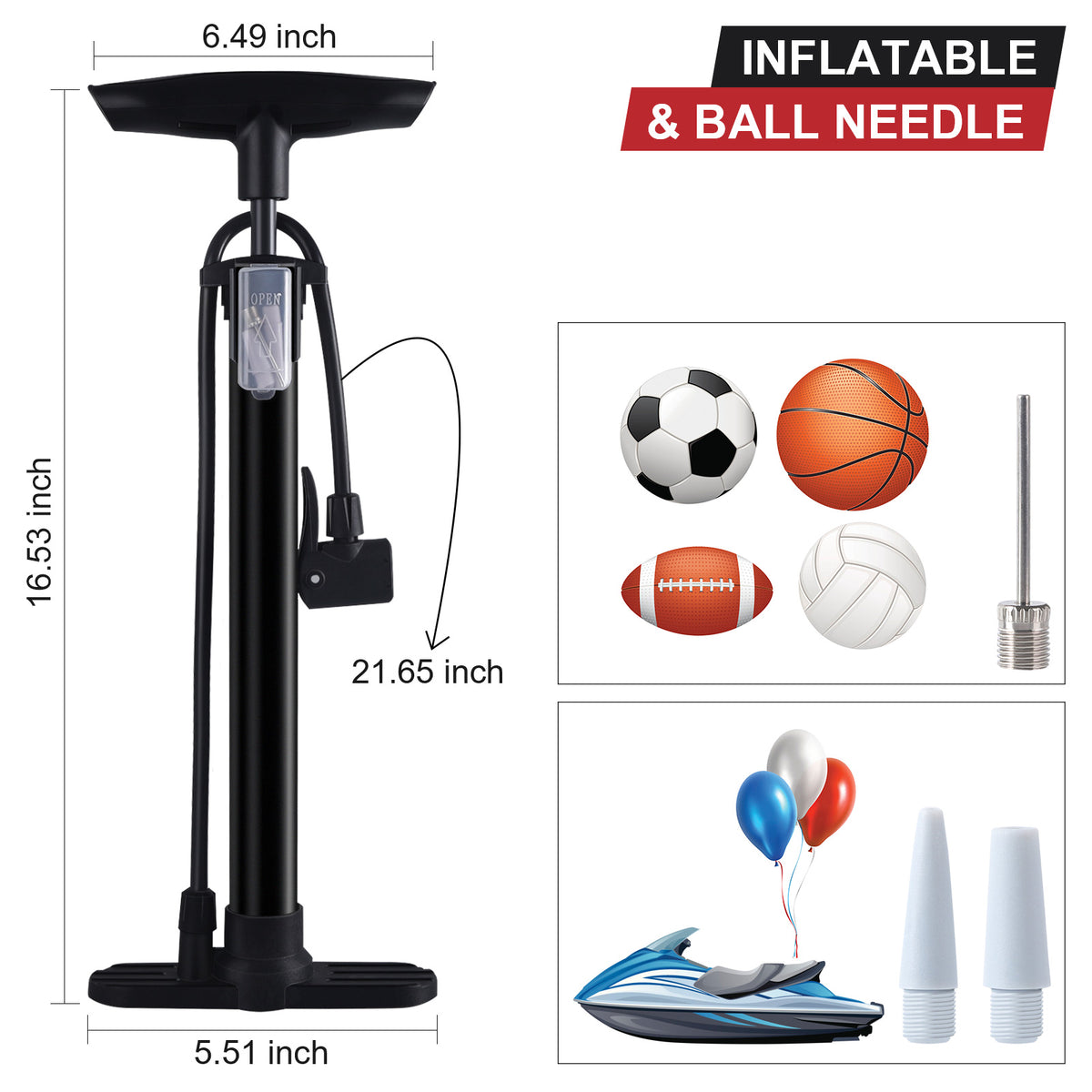Mini Pompa da Bici con Manometro – Pompa Portatile per Pneumatici in Alluminio da 80-100 PSI per Valvole Presta e Schrader – Pompa Leggera per Bici da Corsa e Mountain Bike, Argento