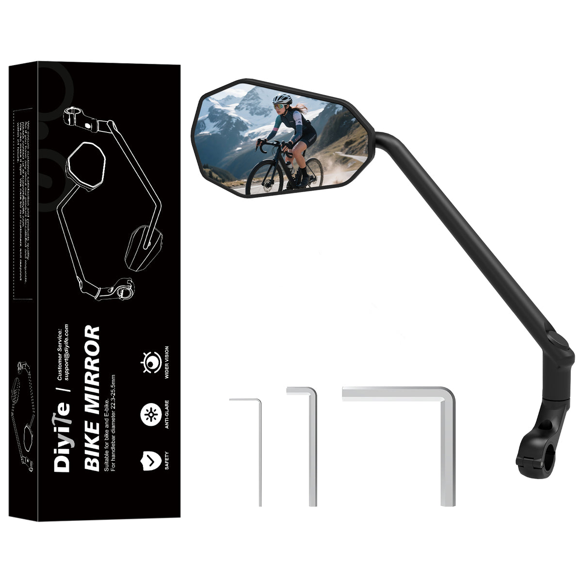 Diyife Long Bike Mirror, HD Wide Large Bicycle Mirrors for Handlebars